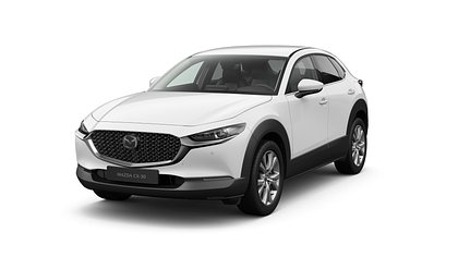 2025 Jauns Mazda CX-30 Arctic White 2.5 M Hybrid e-Skyactiv G AT Takumi (1)